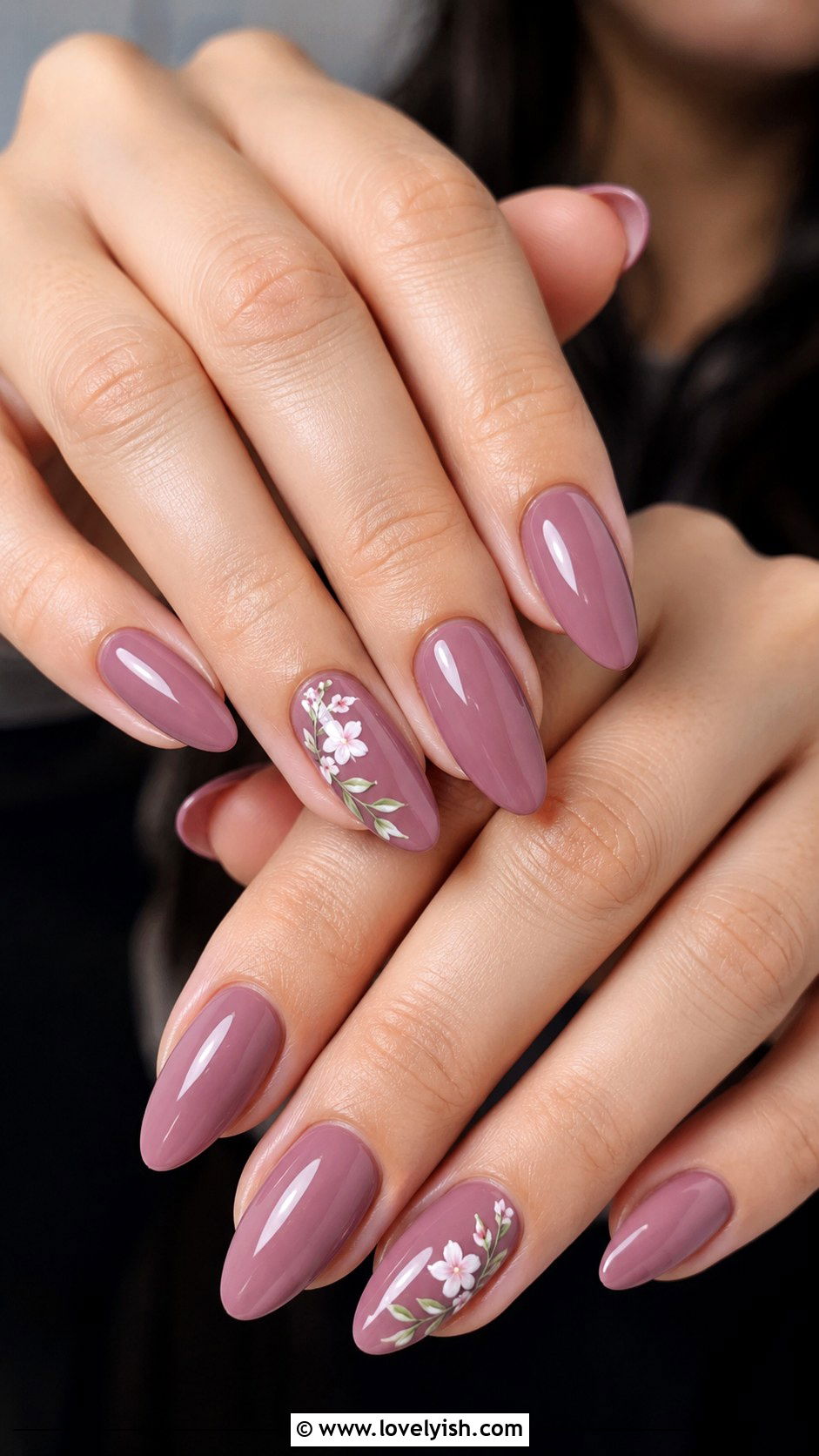 Mauve Nails With Floral Accents - 25 elegant nail designs - 25 elegant nail designs