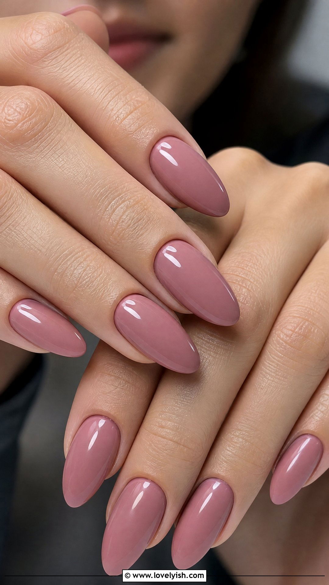 Mauve Pink Almond Nails - 38 simple nail art designs - 38 simple nail art designs