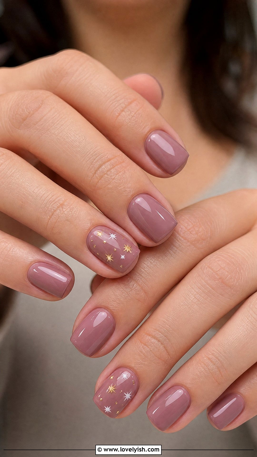 Mauve Star Accent Nails - 50 star nails - 50 star nails