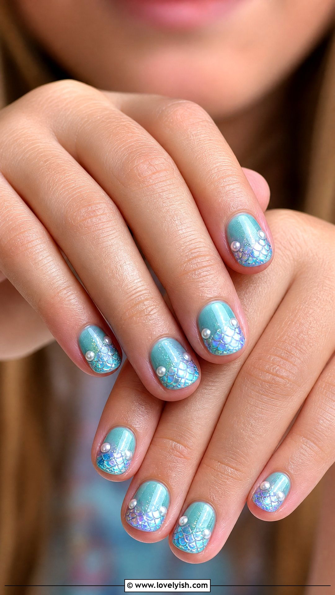 Mermaid Glitter Nails - 32 nail designs for kids - 32 nail designs for kids