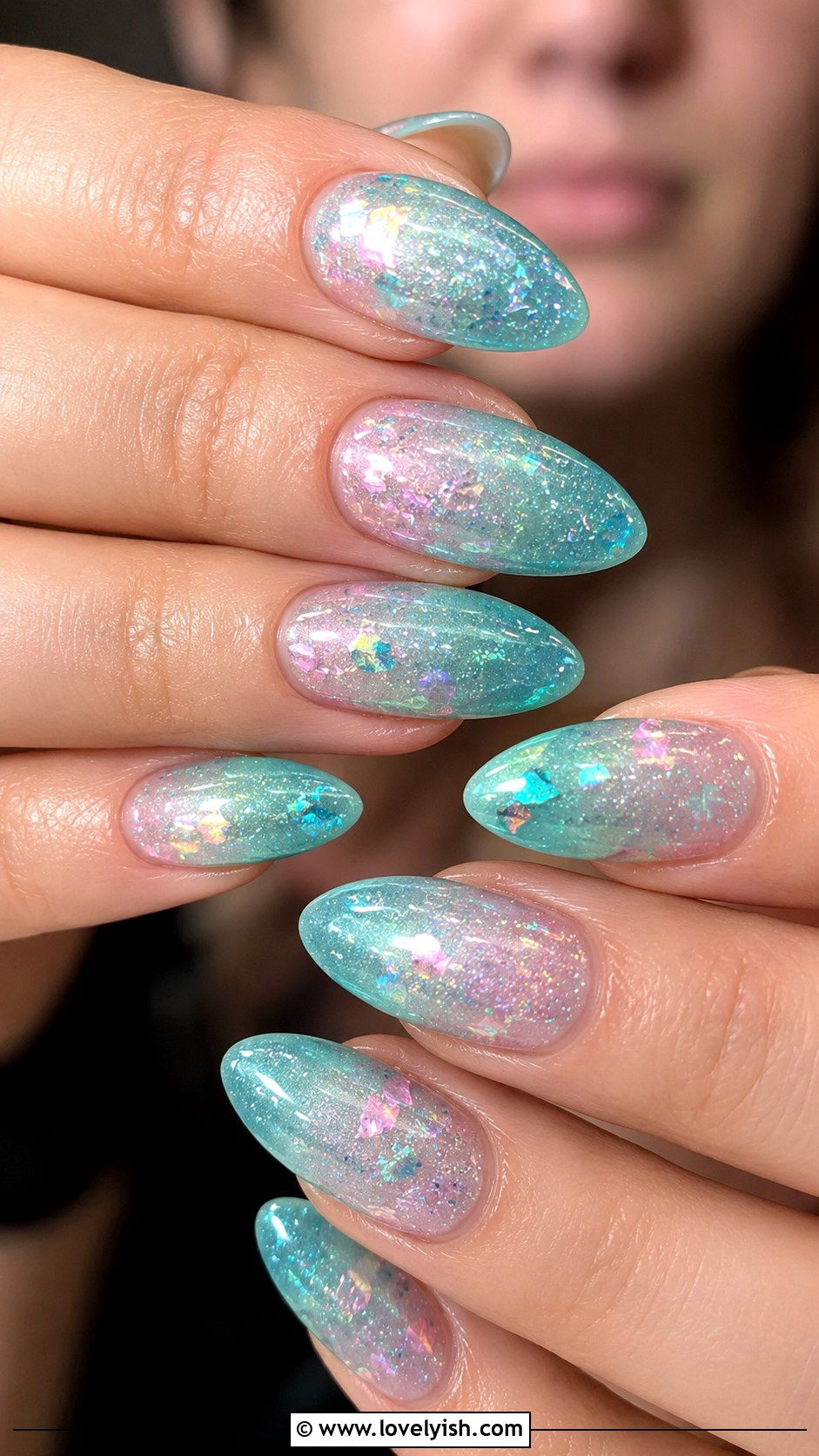 Mermaid Glitter Ombre Nails - 50 tumblr nail designs - 50 tumblr nail designs