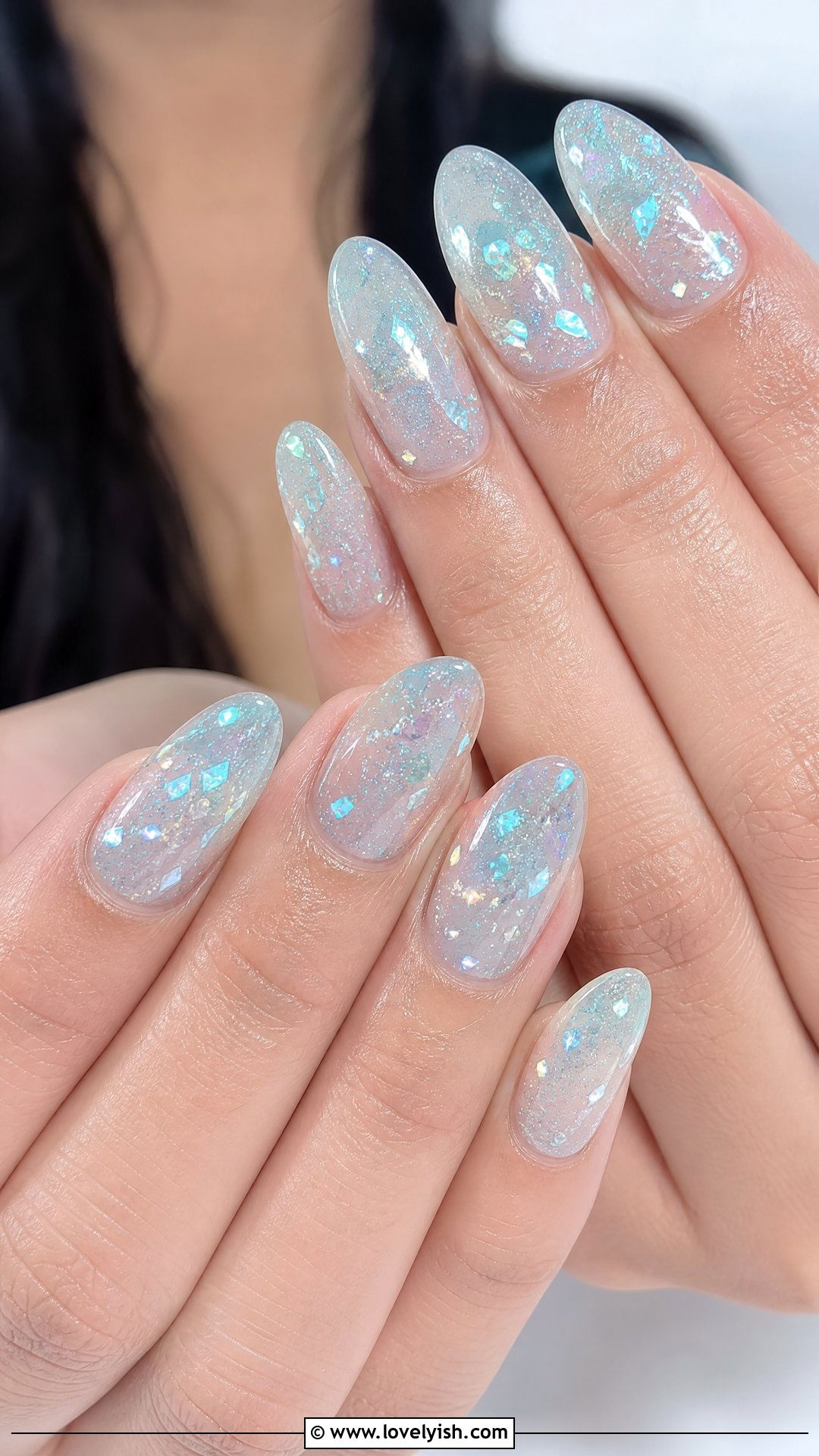 Mermaid Glitter Transparent Nails - 50 nails - 50 nails