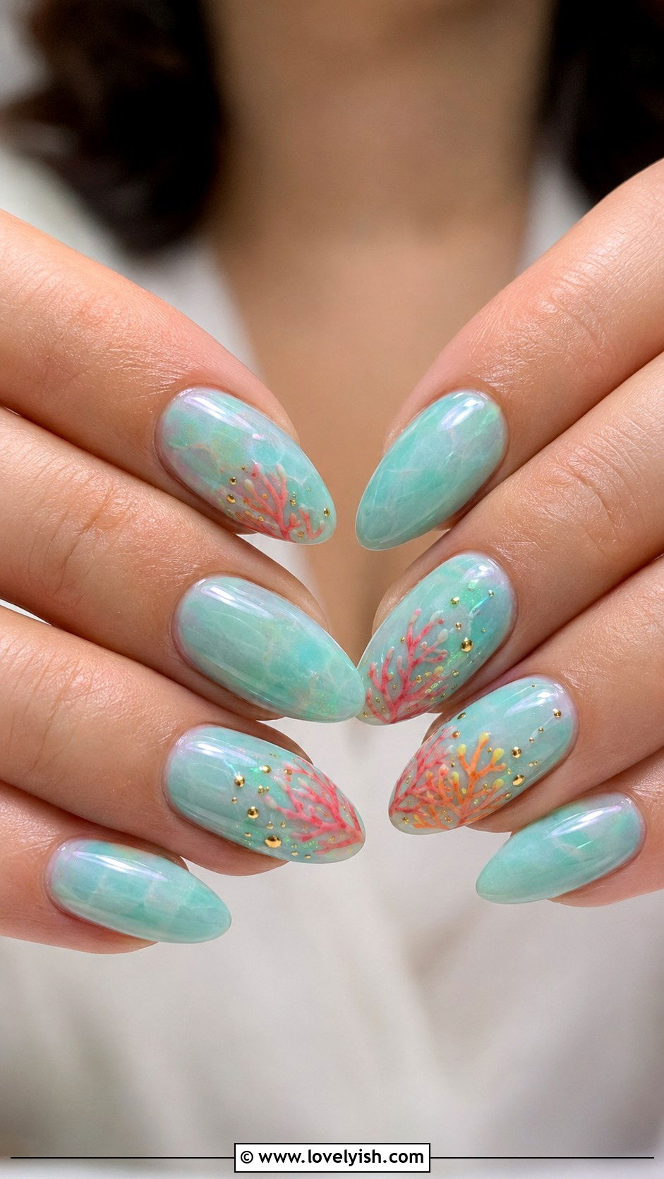Mermaid Nails with Coral Accents - 50 mermaid nails - 50 mermaid nails