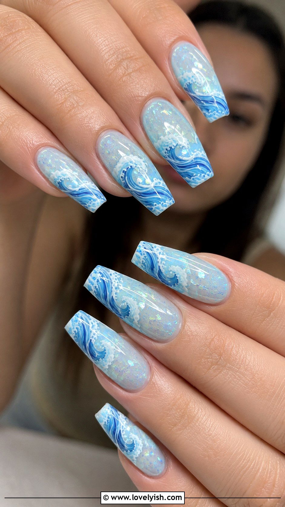 Mermaid Nails with Wave Designs - 50 mermaid nails - 50 mermaid nails