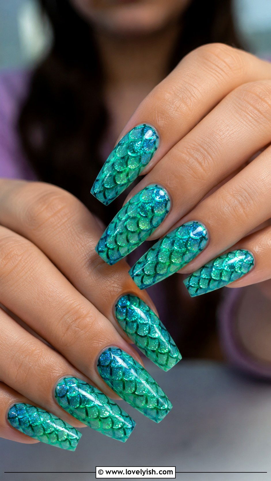 Mermaid Scale Glitter Nails - 50 glitter nails - 50 glitter nails
