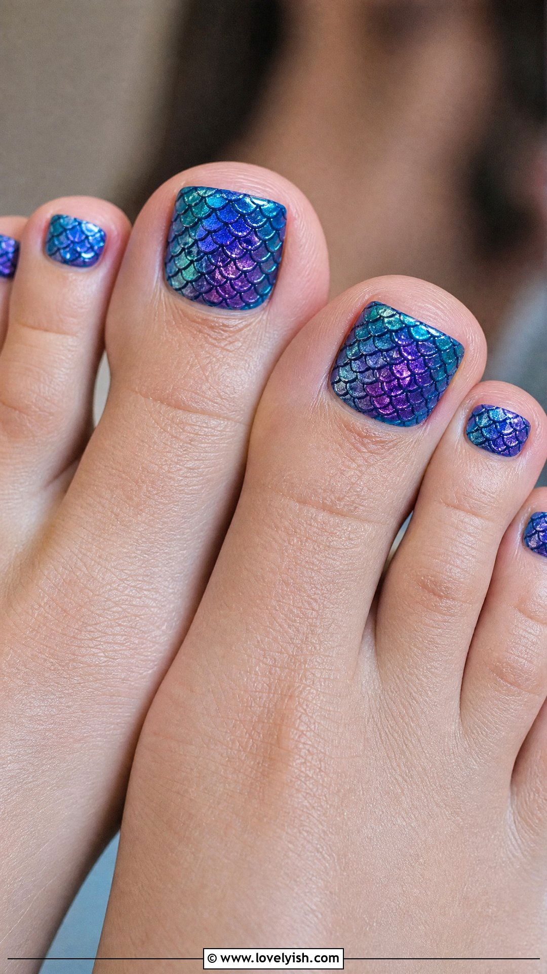 Mermaid Scale Toe Nails - 50 summer toe nails - 50 summer toe nails