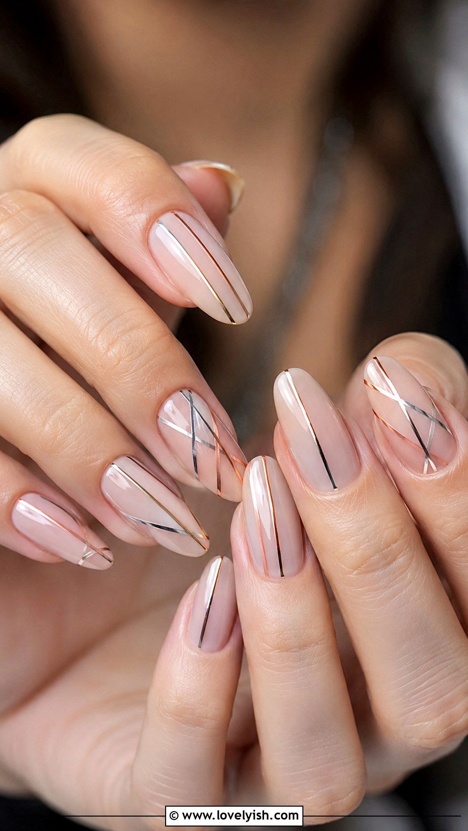 Metallic Stripe Geometric Nails - 50 geometric nails - 50 geometric nails