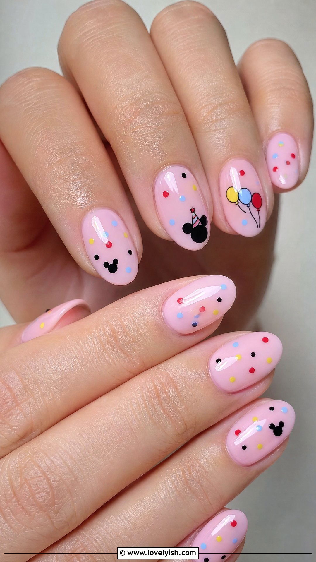 Mickey Confetti Birthday Nails - 50 disney nail designs - 50 disney nail designs