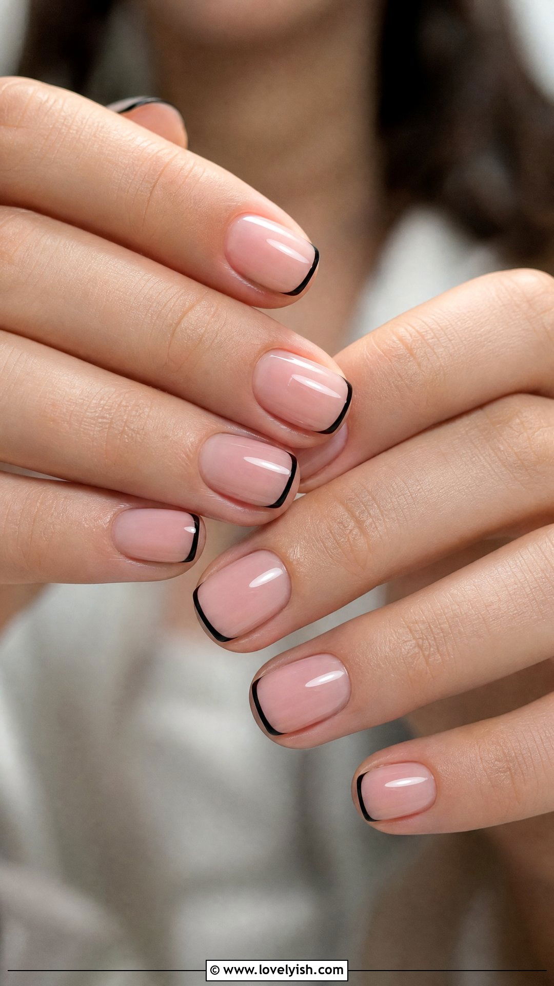 Micro Black French Tip Nails - 50 simple nail art - 50 simple nail art