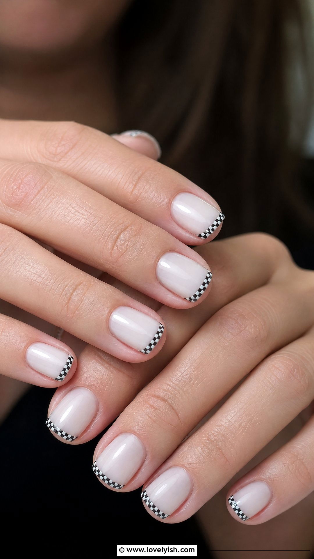 Micro Checkered Tip Nails - 42 minimalist nail art - 42 minimalist nail art