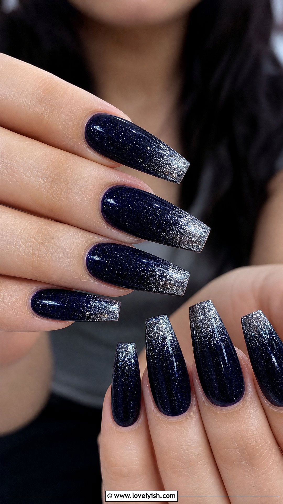 Midnight Blue Glitter Holiday Nails - 50 holiday nails - 50 holiday nails