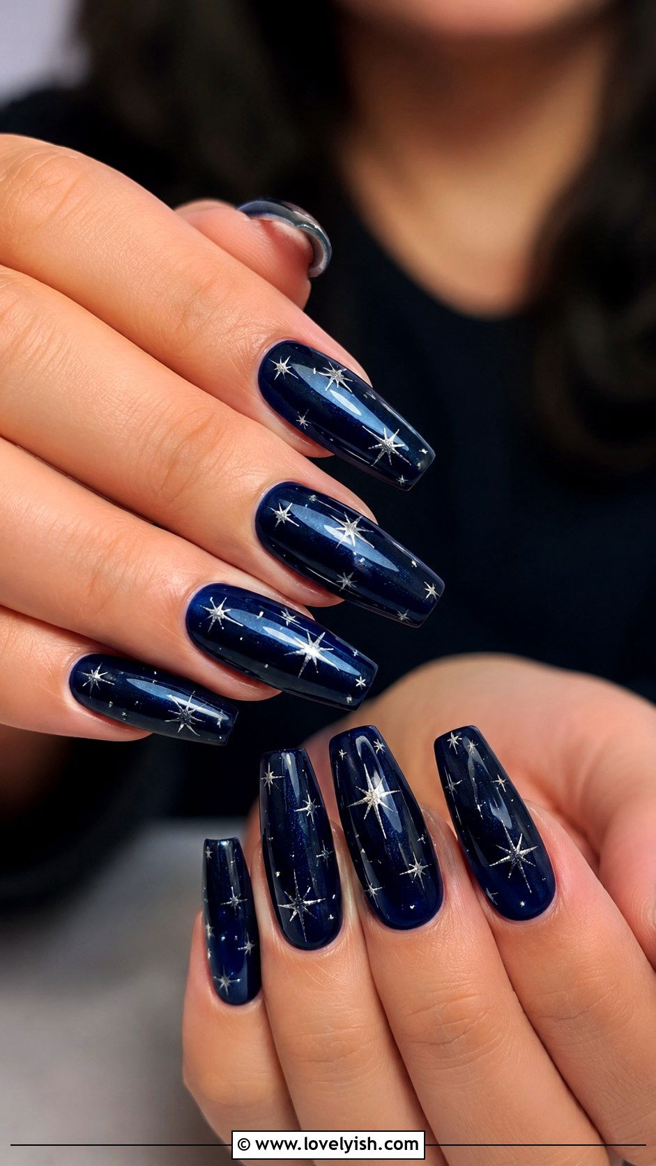 Midnight Blue Star Nails - 38 blue nail designs - 38 blue nail designs
