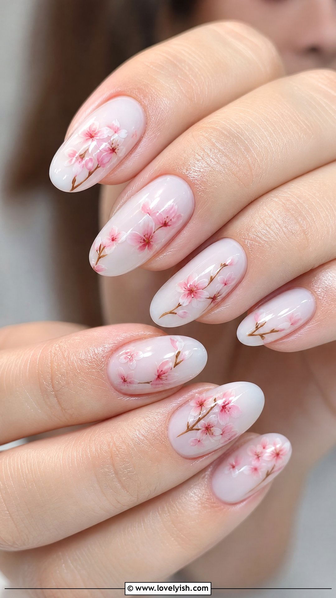 Milk Bath Nails with Cherry Blossoms - 50 milk bath nails - 50 milk bath nails