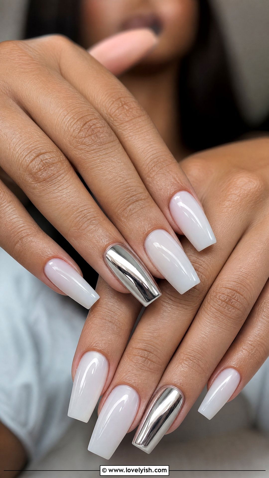 Milk Bath Nails with Chrome Accent - 50 milk bath nails - 50 milk bath nails
