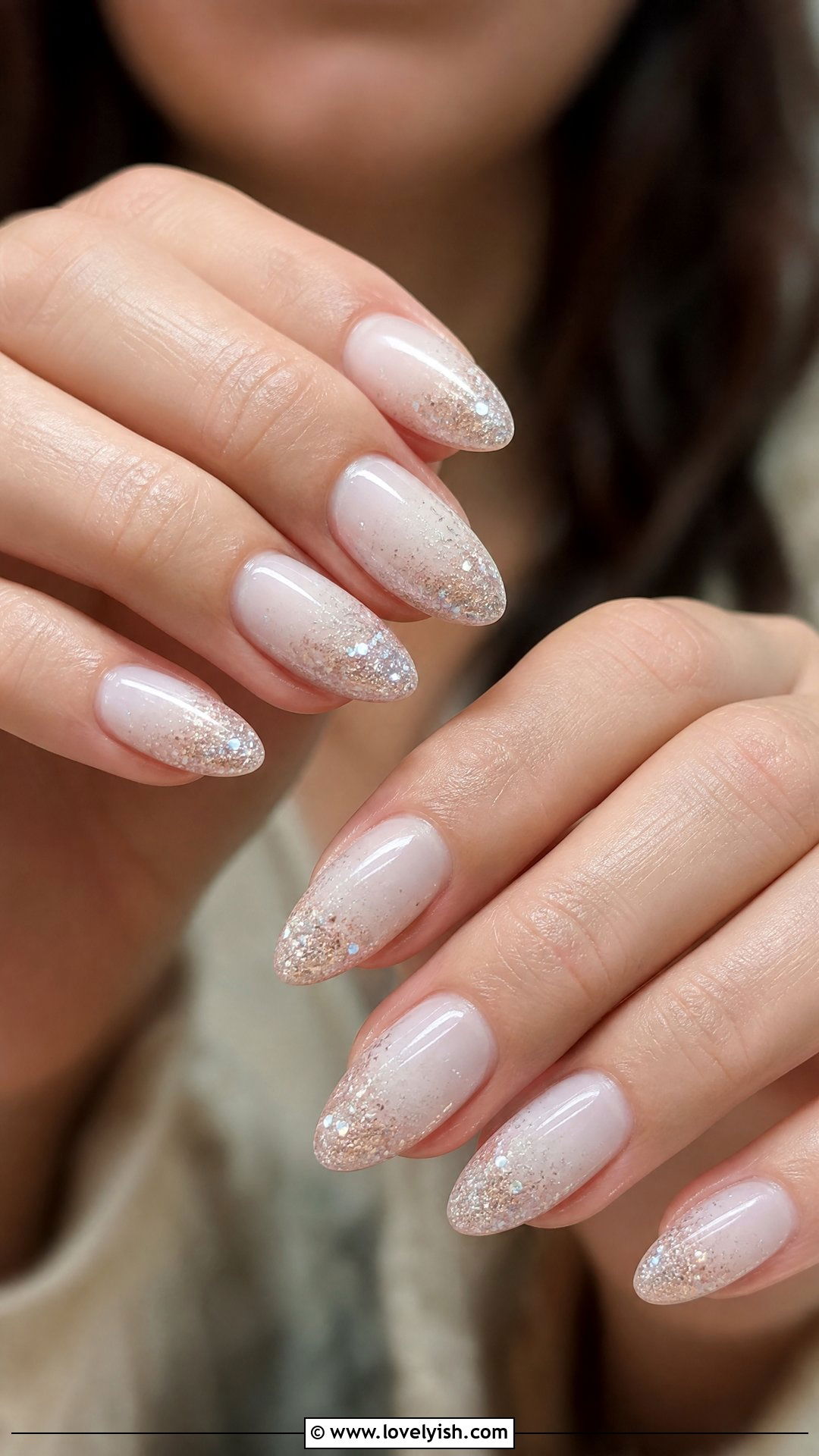 Milk Bath Nails with Glitter Tips - 50 milk bath nails - 50 milk bath nails