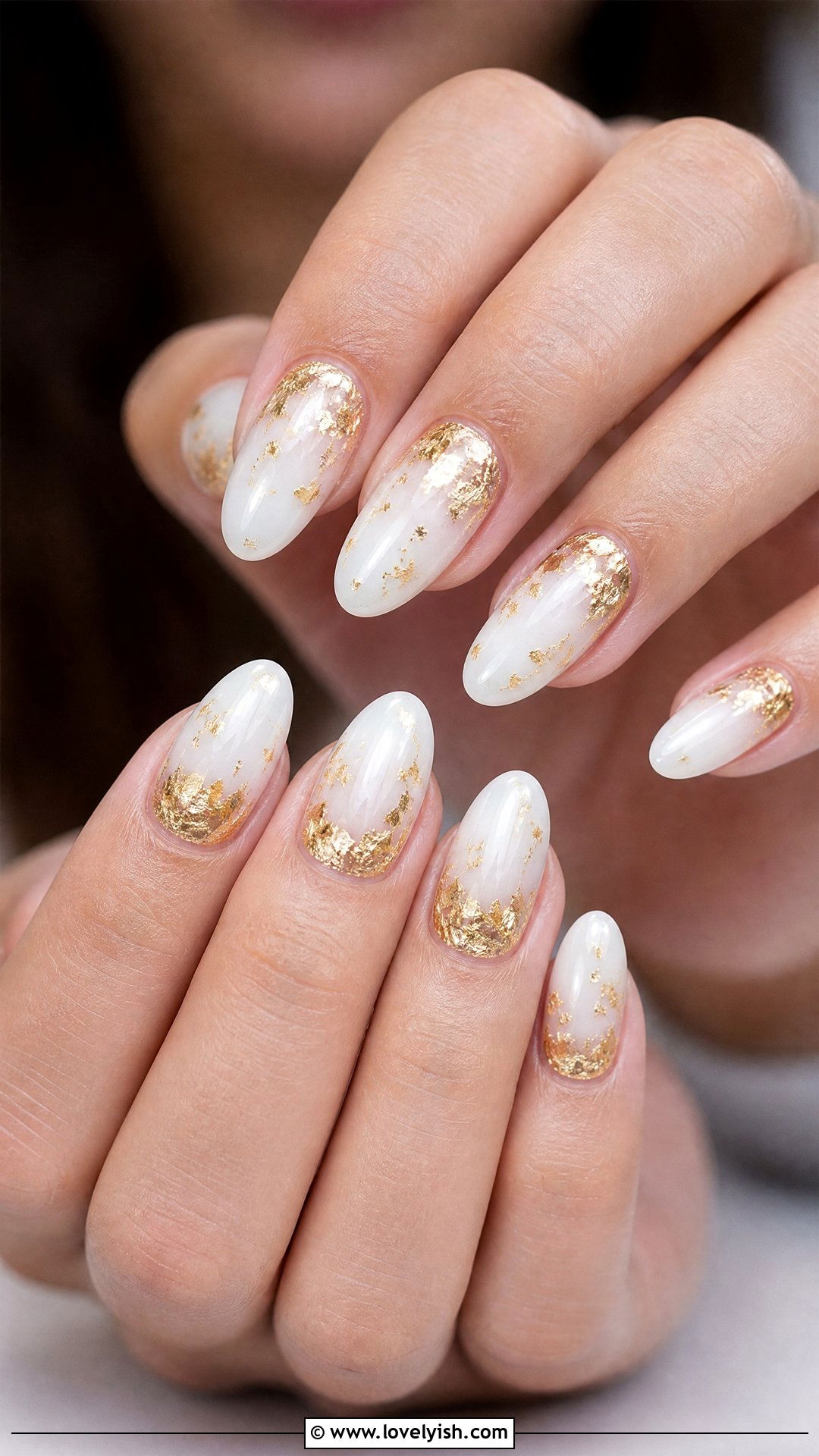 Milk Bath Nails with Gold Foil - 50 milk bath nails - 50 milk bath nails