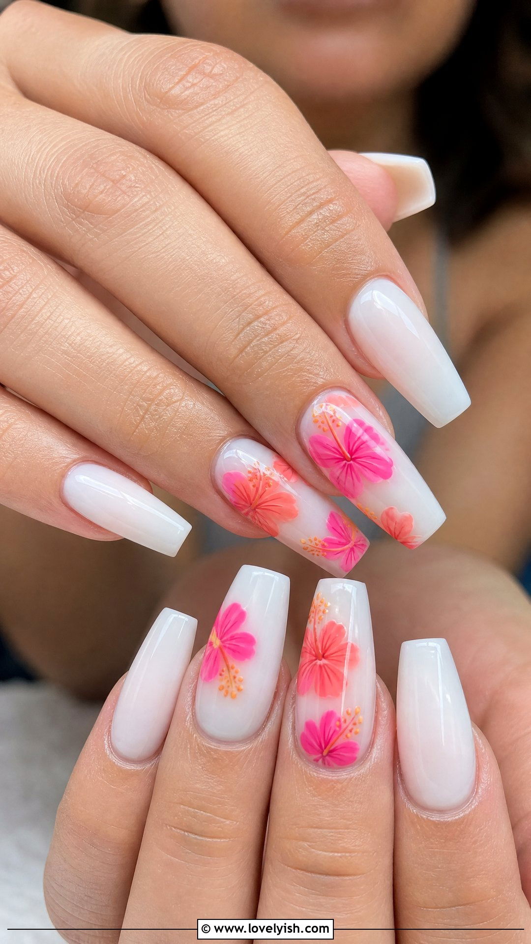 Milk Bath Nails with Hibiscus Flowers - 50 milk bath nails - 50 milk bath nails