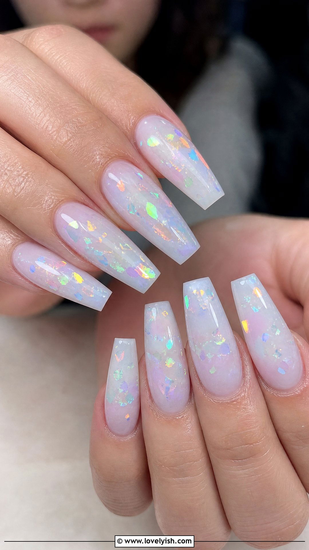 Milk Bath Nails with Holographic Flakes - 50 milk bath nails - 50 milk bath nails