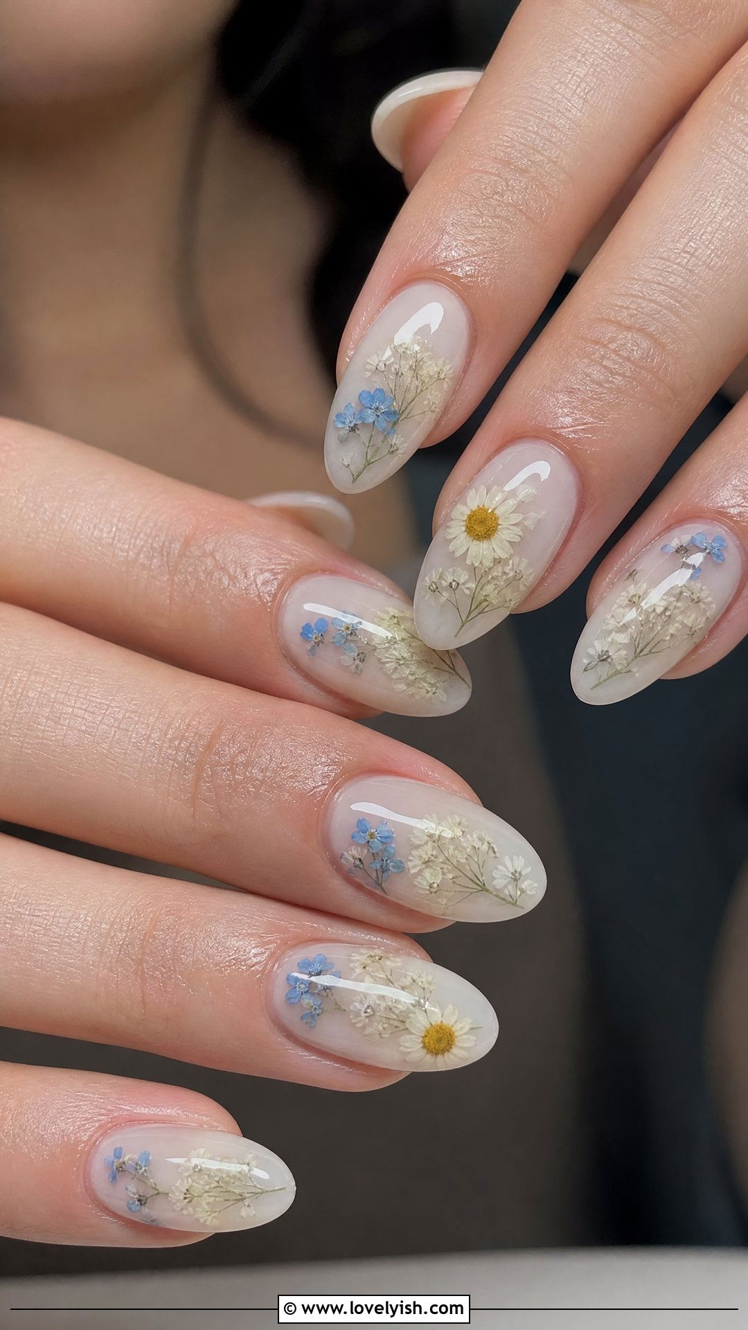 Milk Bath Nails with Pressed Flowers - 50 milk bath nails - 50 milk bath nails
