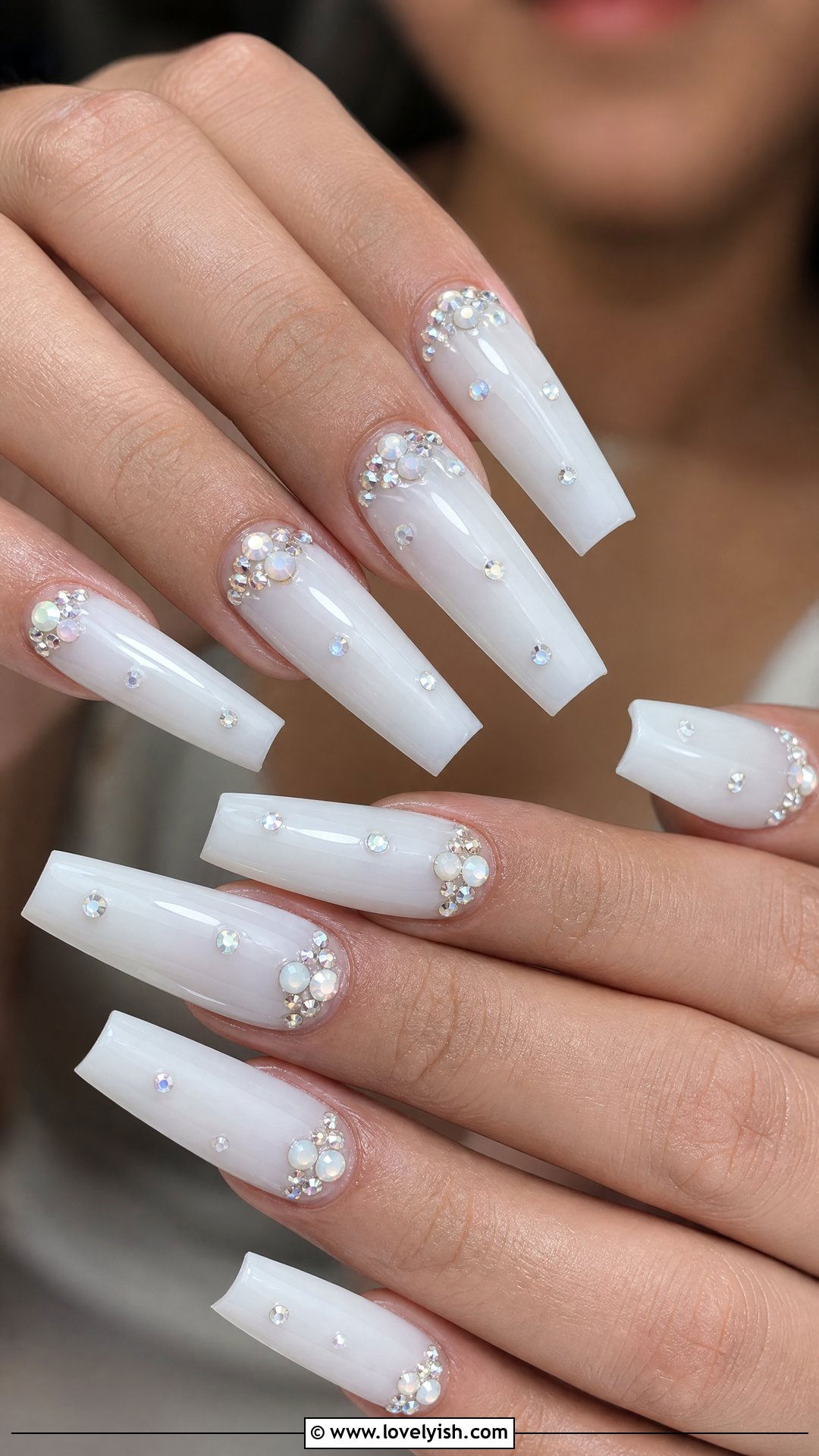 Milk Bath Nails with Rhinestones - 50 milk bath nails - 50 milk bath nails