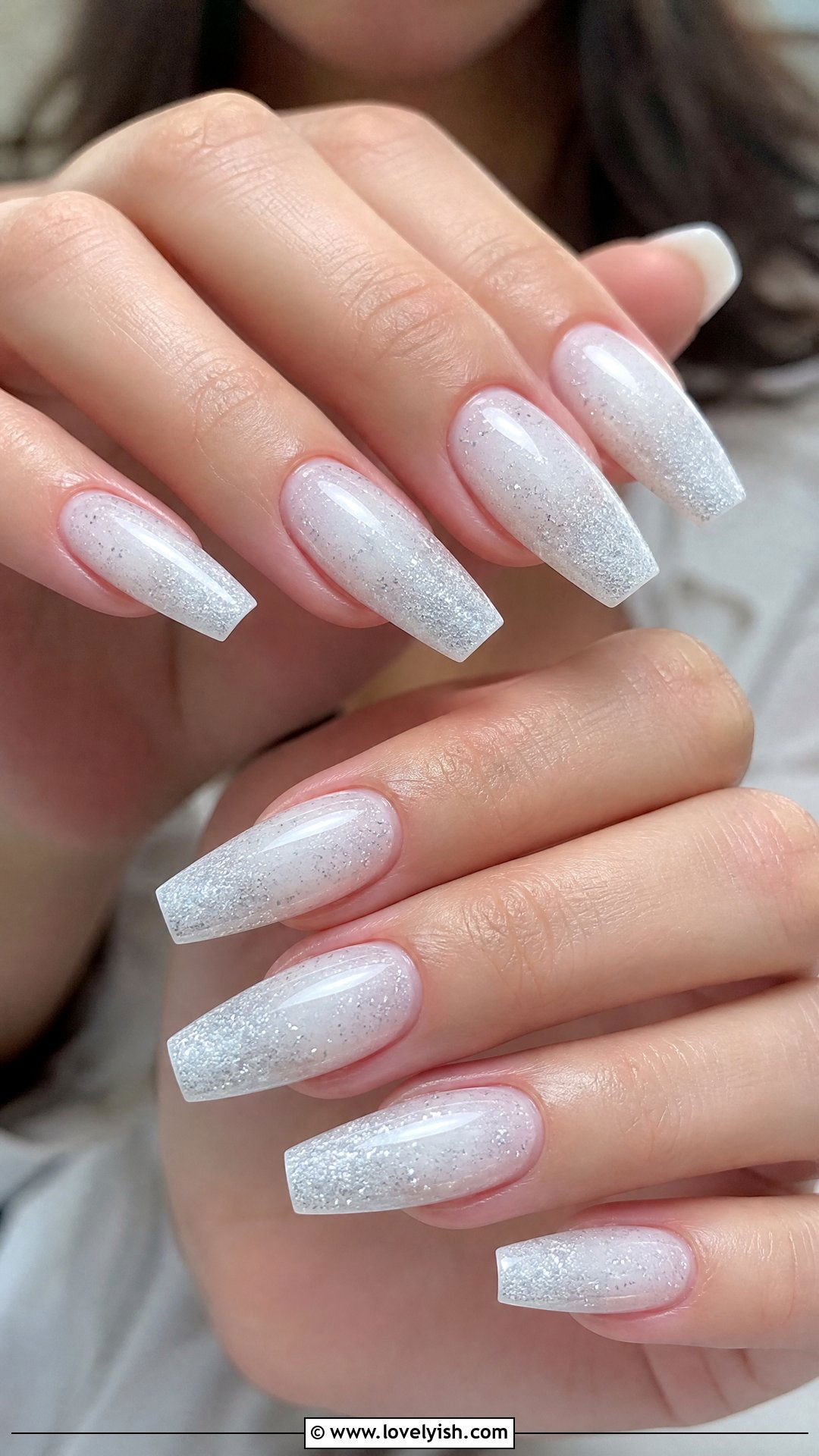 Milk Bath Nails with Silver Glitter - 50 milk bath nails - 50 milk bath nails