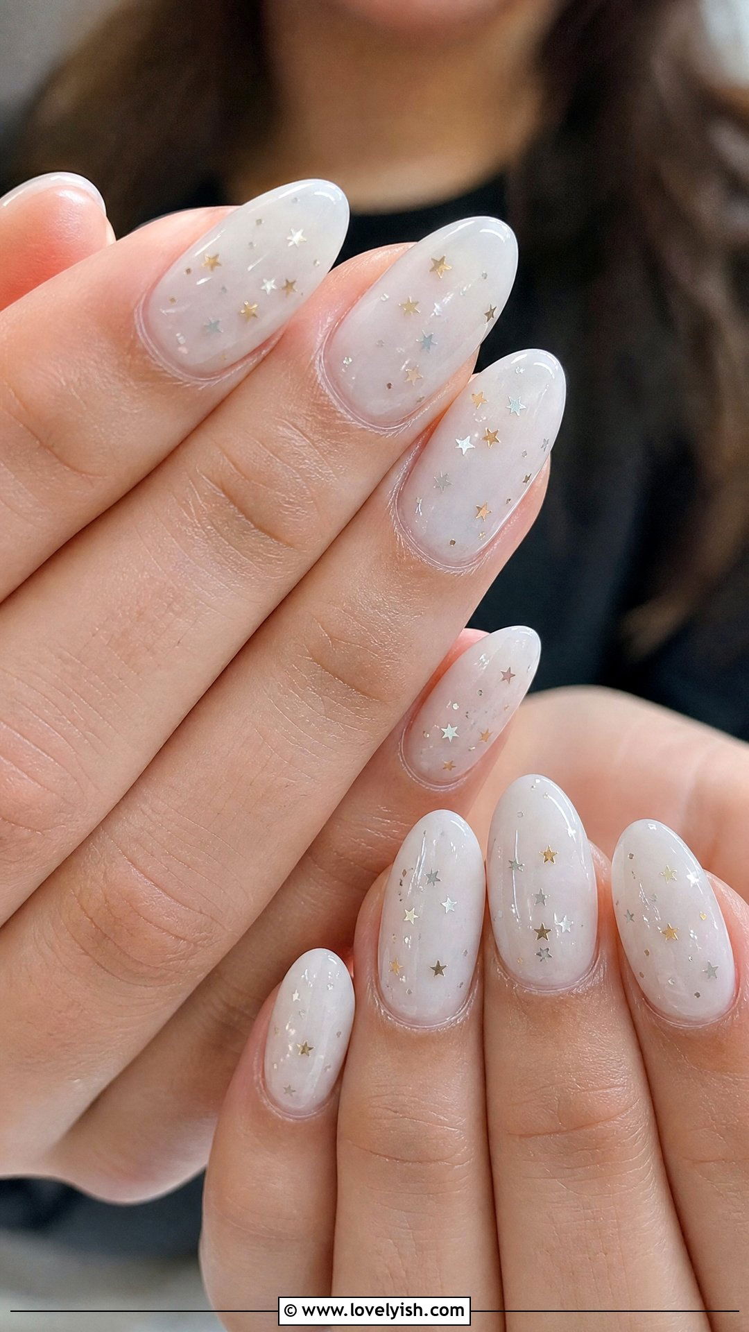 Milk Bath Nails with Star Glitter - 50 milk bath nails - 50 milk bath nails