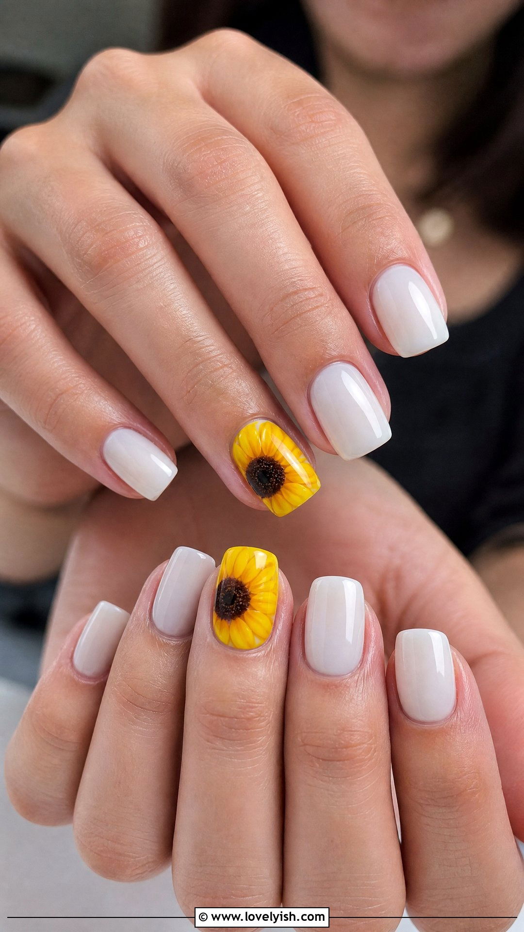 Milk Bath Nails with Sunflower Accent - 50 milk bath nails - 50 milk bath nails