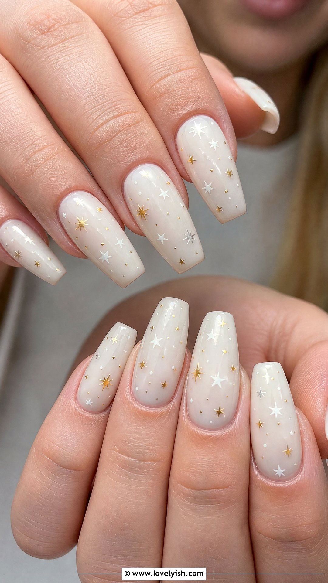Milk Bath Nails with Tiny Stars - 50 milk bath nails - 50 milk bath nails