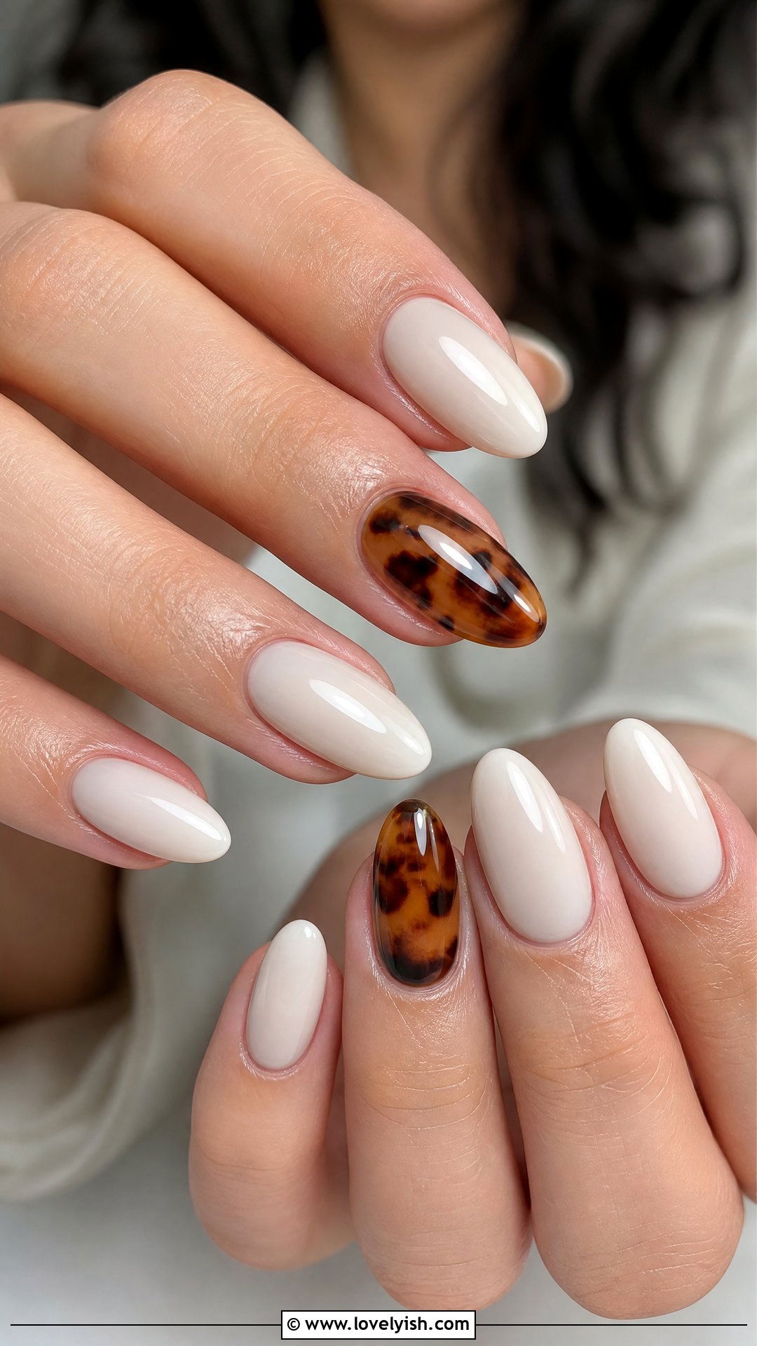Milk Bath Nails with Tortoiseshell Accent - 50 milk bath nails - 50 milk bath nails