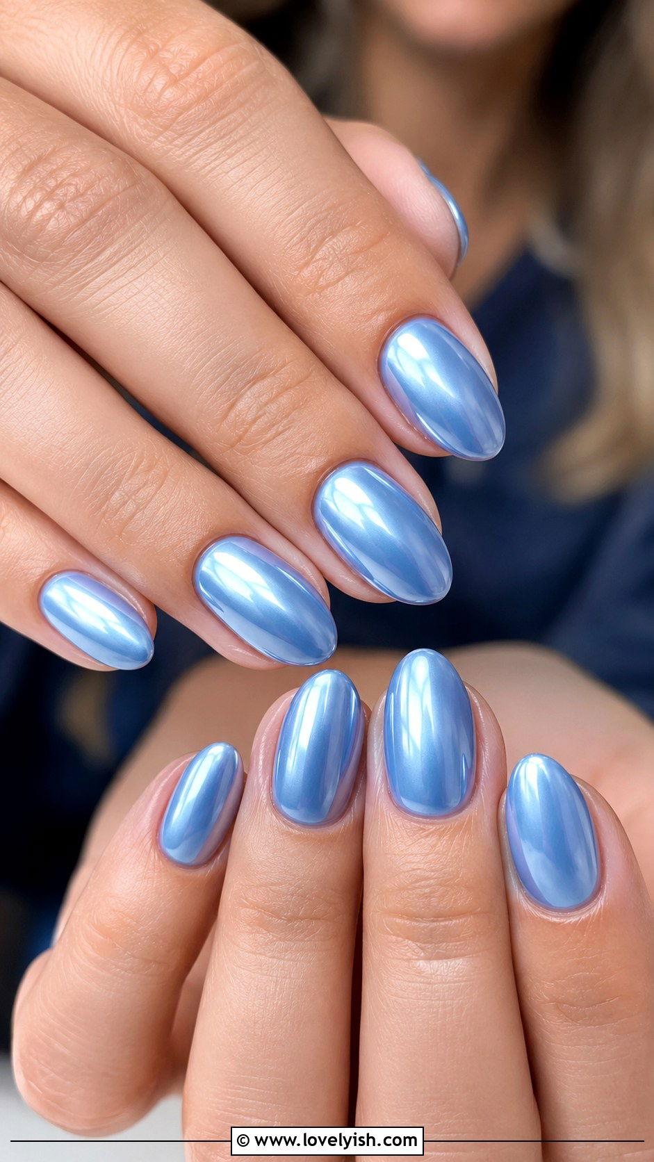 Milky Blue Chrome Ocean Nails - 50 ocean nails - 50 ocean nails