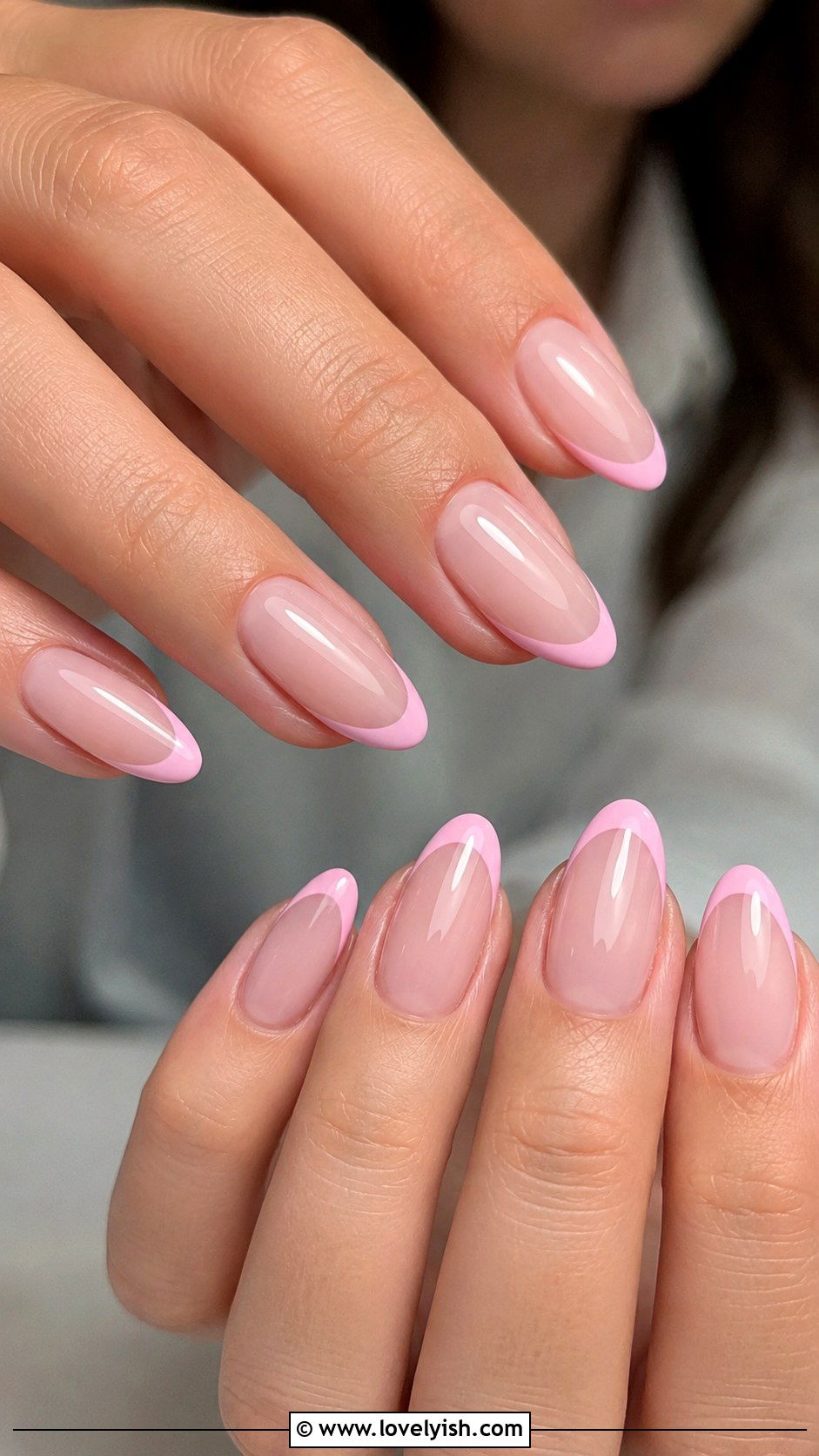 Milky Pink French Tip Nails - 25 pink nails design ideas - 25 pink nails design ideas