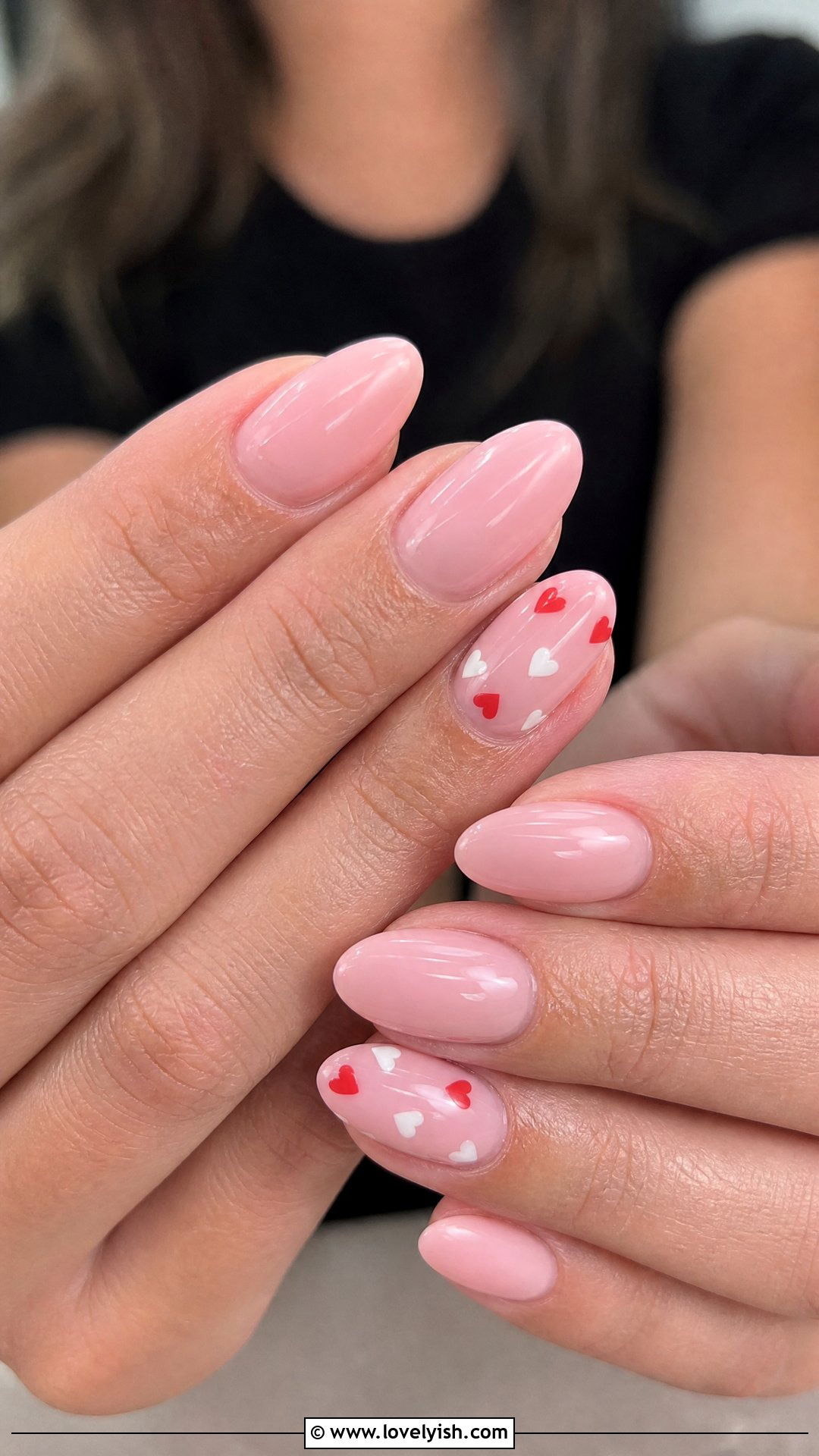 Milky Pink Polygel Nails with Heart Accents - 50 polygel nails - 50 polygel nails