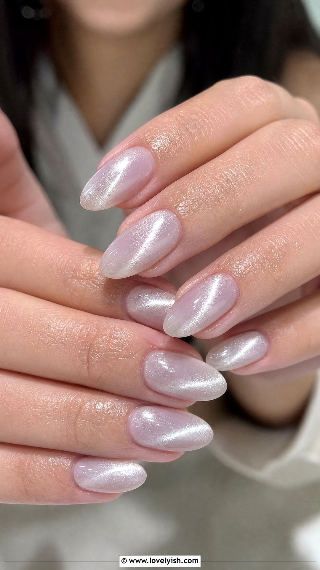 Milky White Cat Eye Nails - 50 cateye nail designs - 50 cateye nail designs