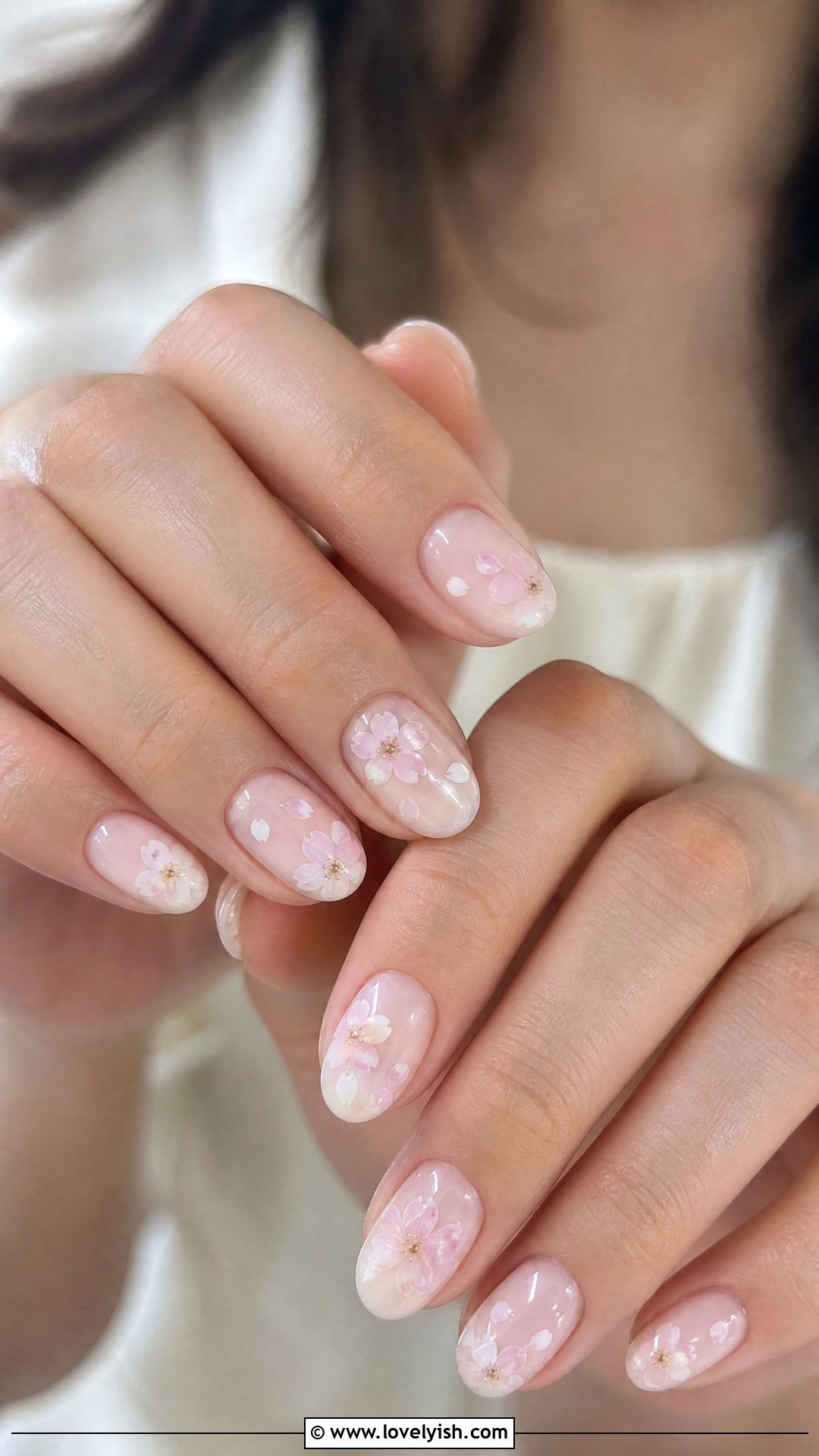 Milky White Cherry Blossom Nails - 50 cherry blossom nails - 50 cherry blossom nails