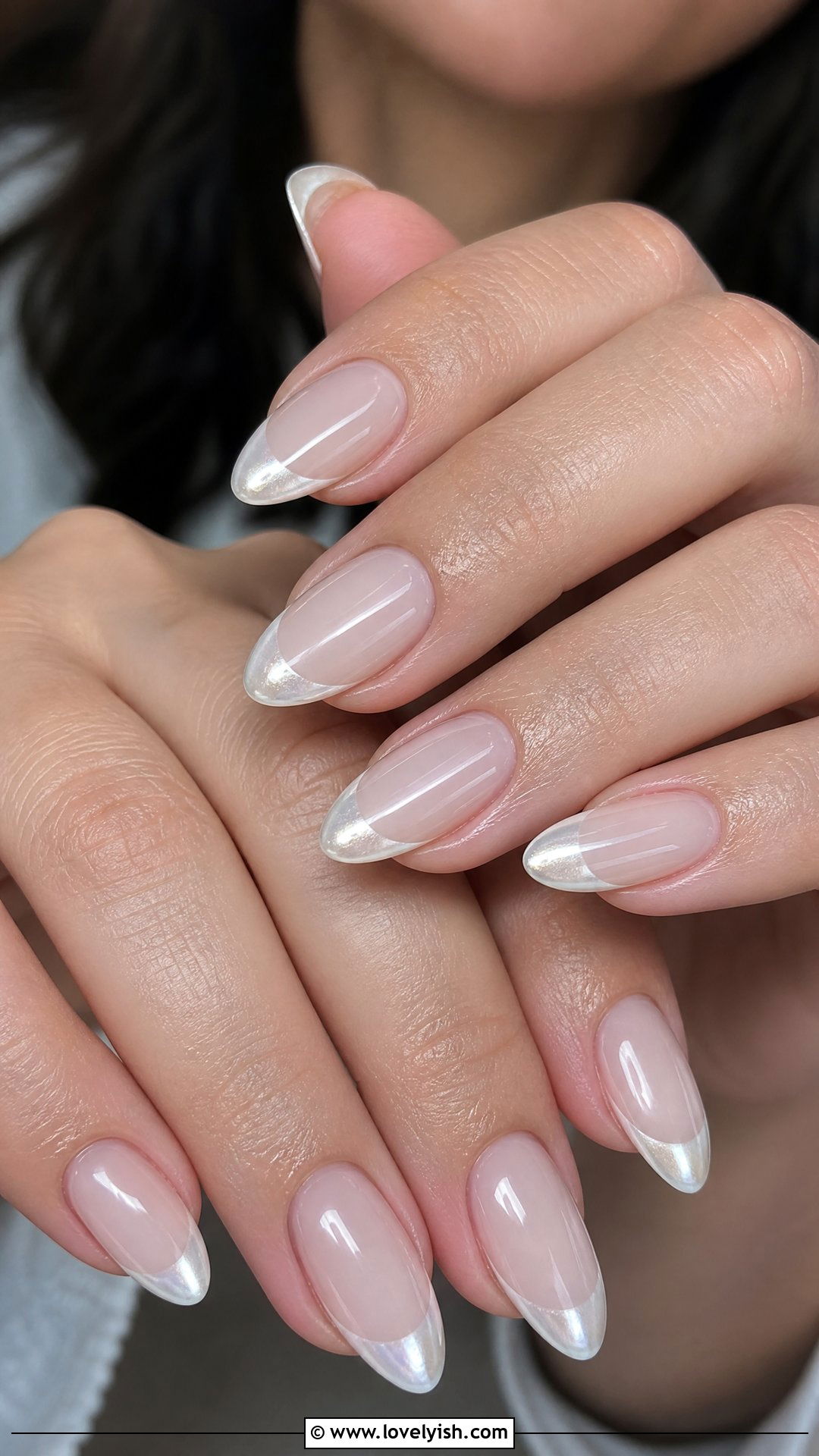 Milky White Chrome French Tip Nails - 50 chrome french tip nails - 50 chrome french tip nails