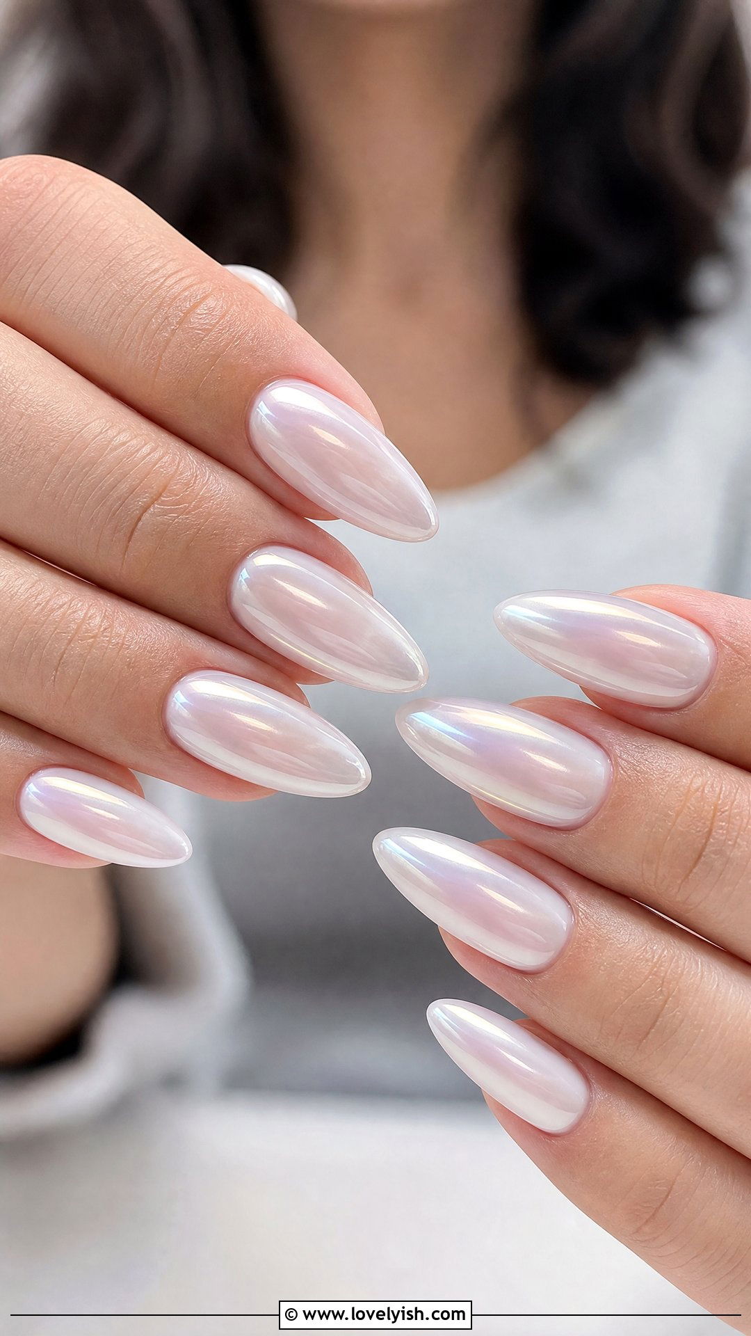 Milky White Chrome Long Nails - 28 nail designs for long nails - 28 nail designs for long nails
