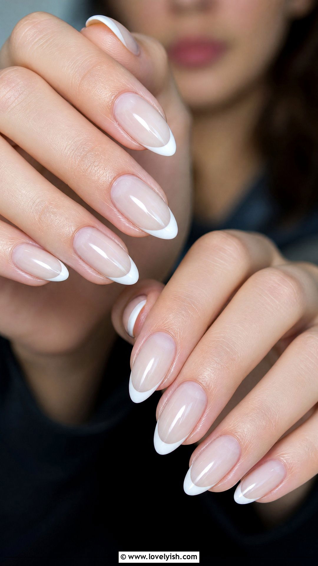 Milky White French Tip Almond Nails - 50 almond french tip nails - 50 almond french tip nails