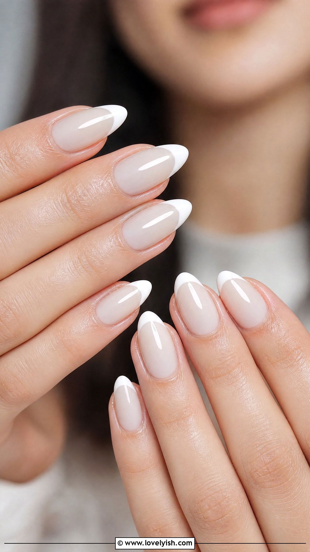 Milky White French Tip Almond Nails - 25 almond french tip nail designs - 25 almond french tip nail designs