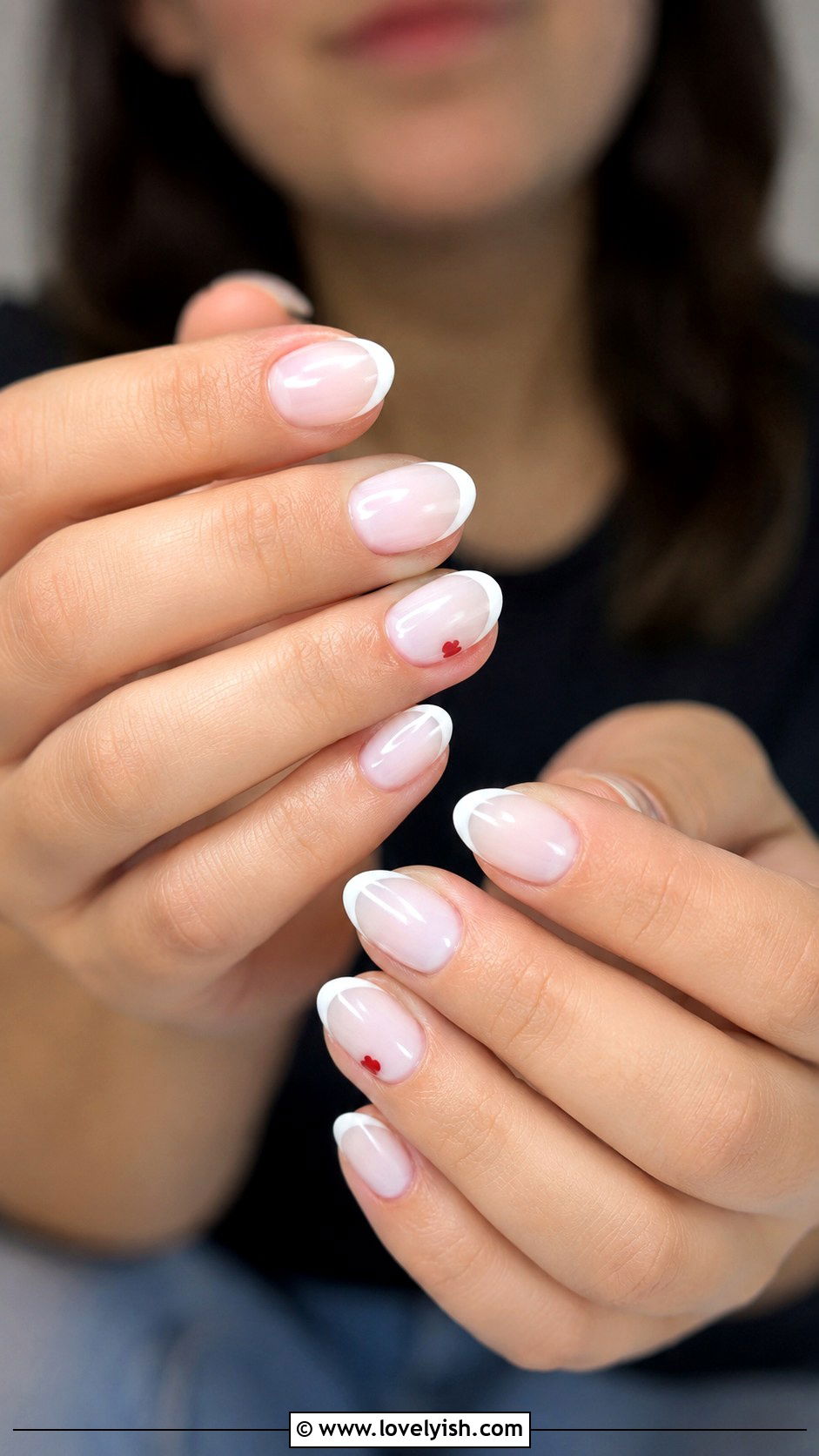 Milky White French Tip Nails With Tiny Hearts - 25 cute nail design ideas - 25 cute nail design ideas