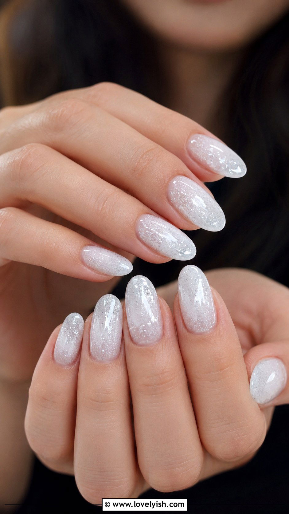 Milky White Glitter Nails - 25 glitter nail designs - 25 glitter nail designs