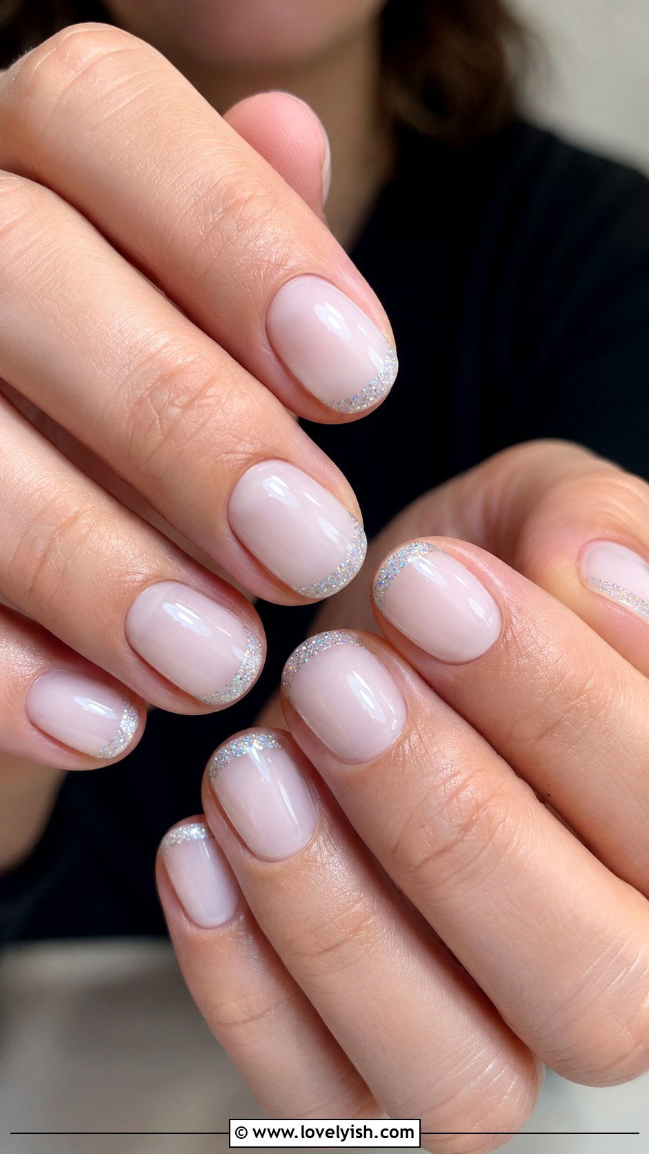 Milky White Glitter Tip Nails - 50 glitter nails - 50 glitter nails