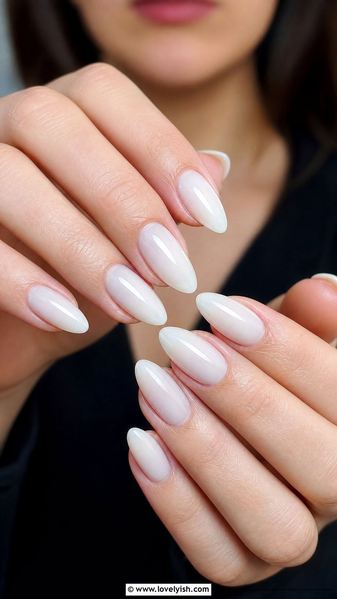 Milky White Glossy Nails - 46 easy nail designs - 46 easy nail designs