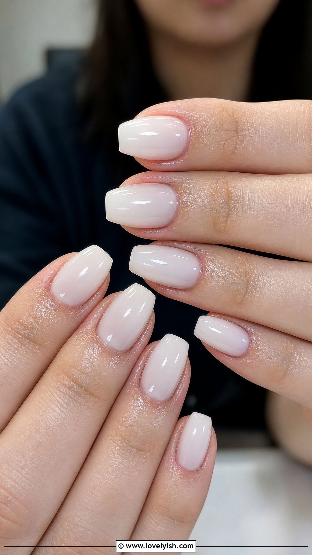 Milky White Glossy Short Coffin Nails - 38 short coffin nail designs - 38 short coffin nail designs