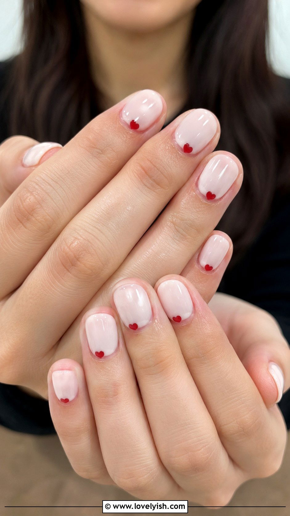 Milky White Heart Tip Nail Design - 45 cute nail designs - 45 cute nail designs