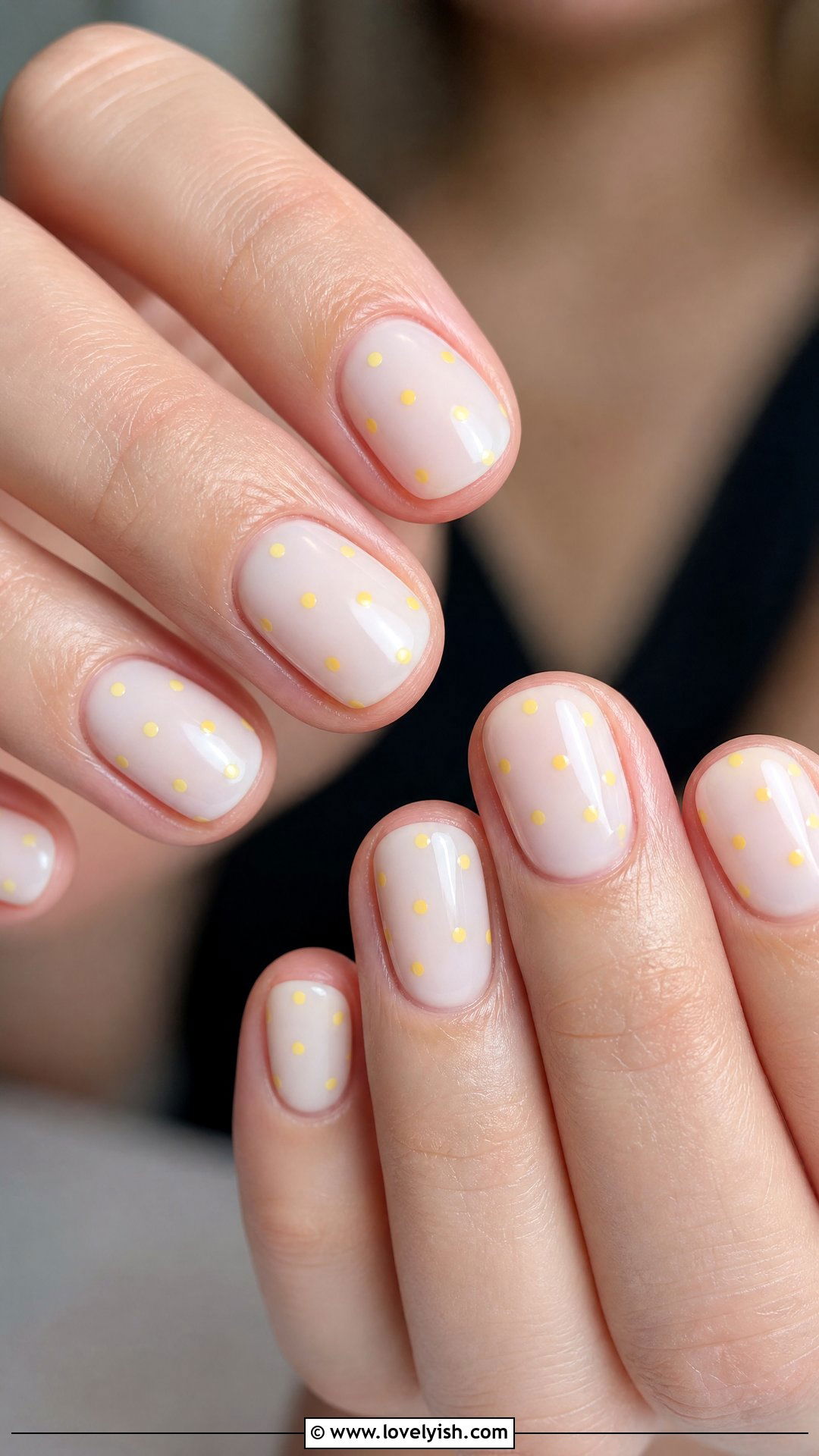 Milky White Lemon Dot Nails - 50 lemon nail design ideas - 50 lemon nail design ideas
