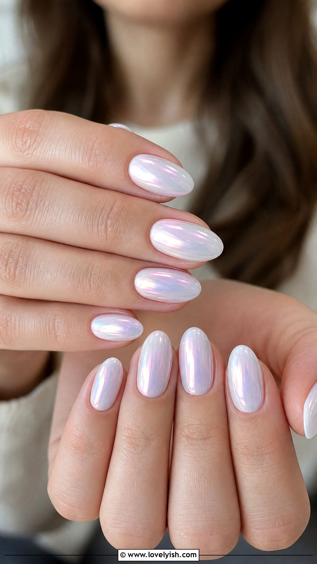 Milky White Mermaid Chrome Nails - 25 beach nail ideas - 25 beach nail ideas