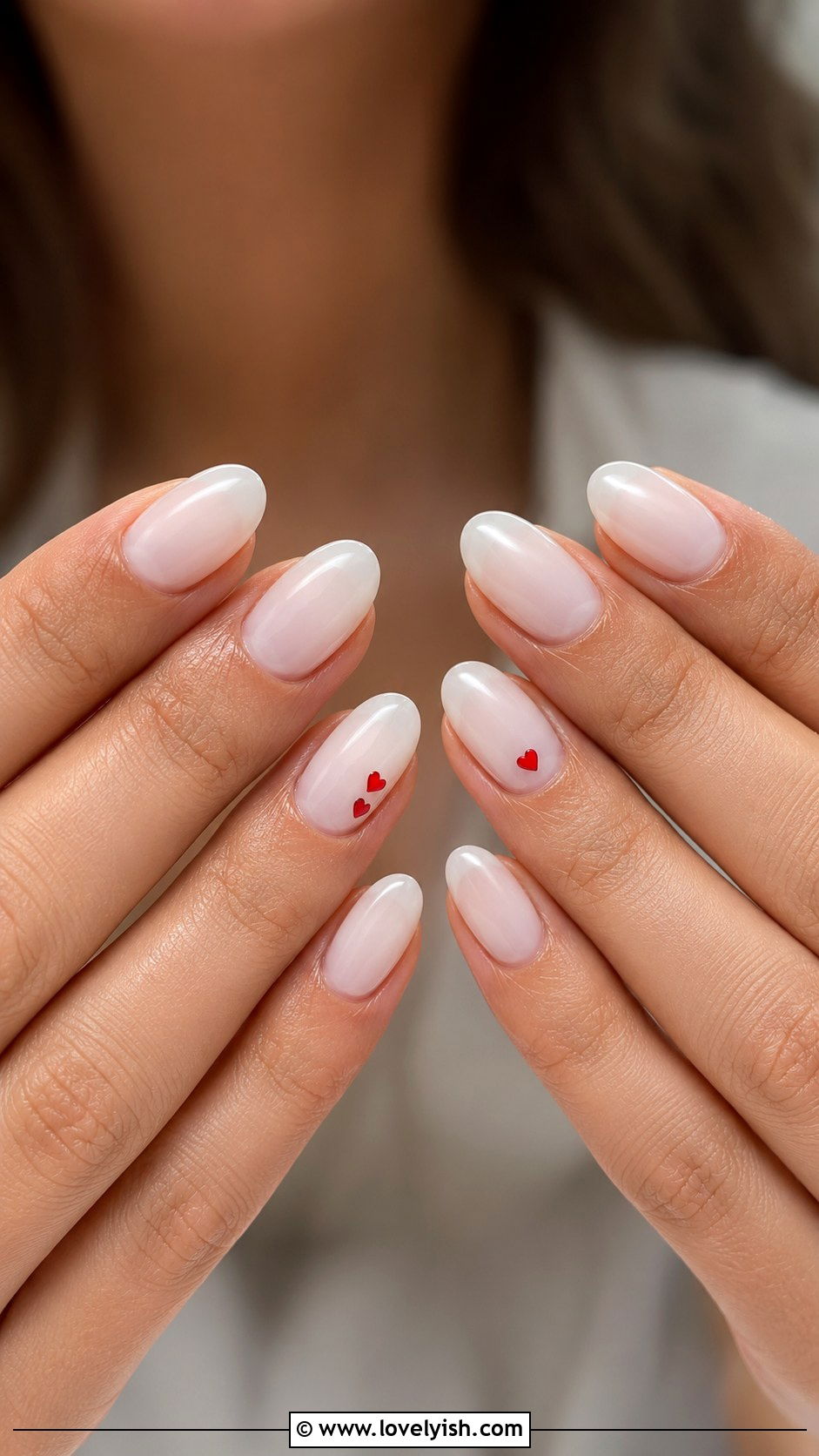 Milky White Micro Heart Nails - 25 elegant nail designs - 25 elegant nail designs