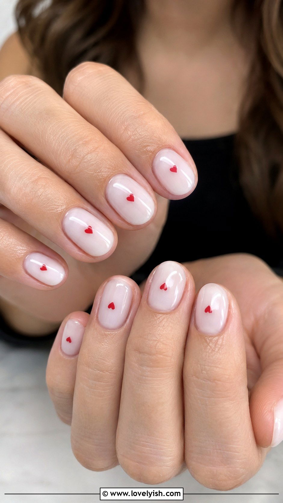 Milky White Micro Heart Nails - 25 cool nail art ideas - 25 cool nail art ideas
