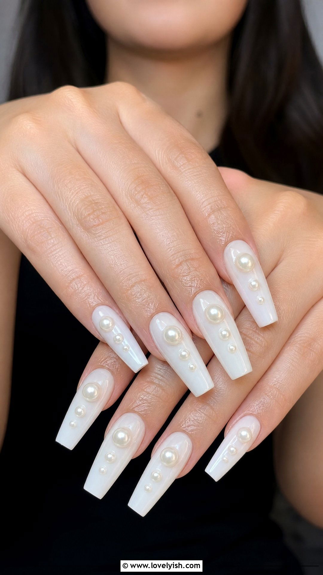 Milky White Pearl Drop Nails - 50 pearl nails - 50 pearl nails
