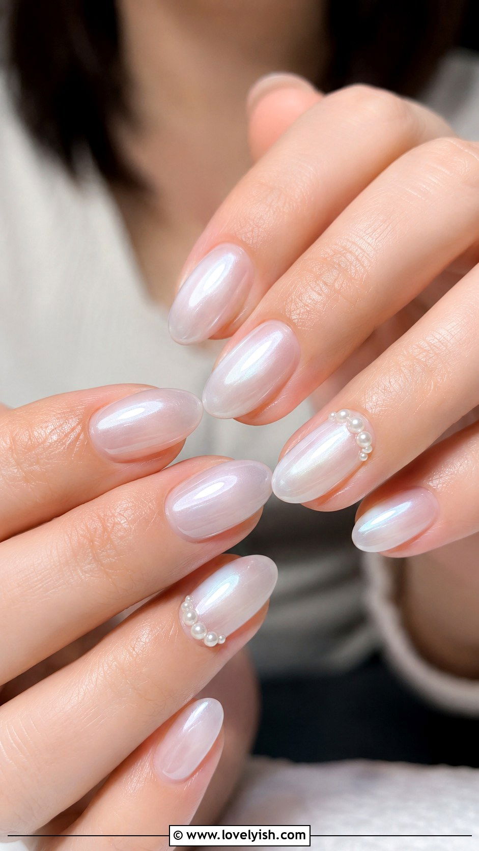 Milky White Pearl Nail Design - 45 cute nail designs - 45 cute nail designs